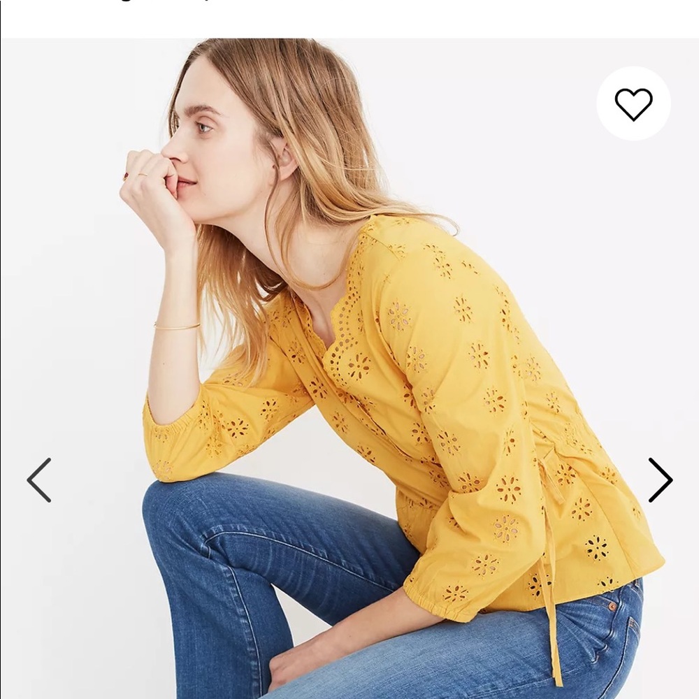 NWT 🌺 Madewell Scalloped Eyelet Wrap Top Sz M - Picture 2 of 9
